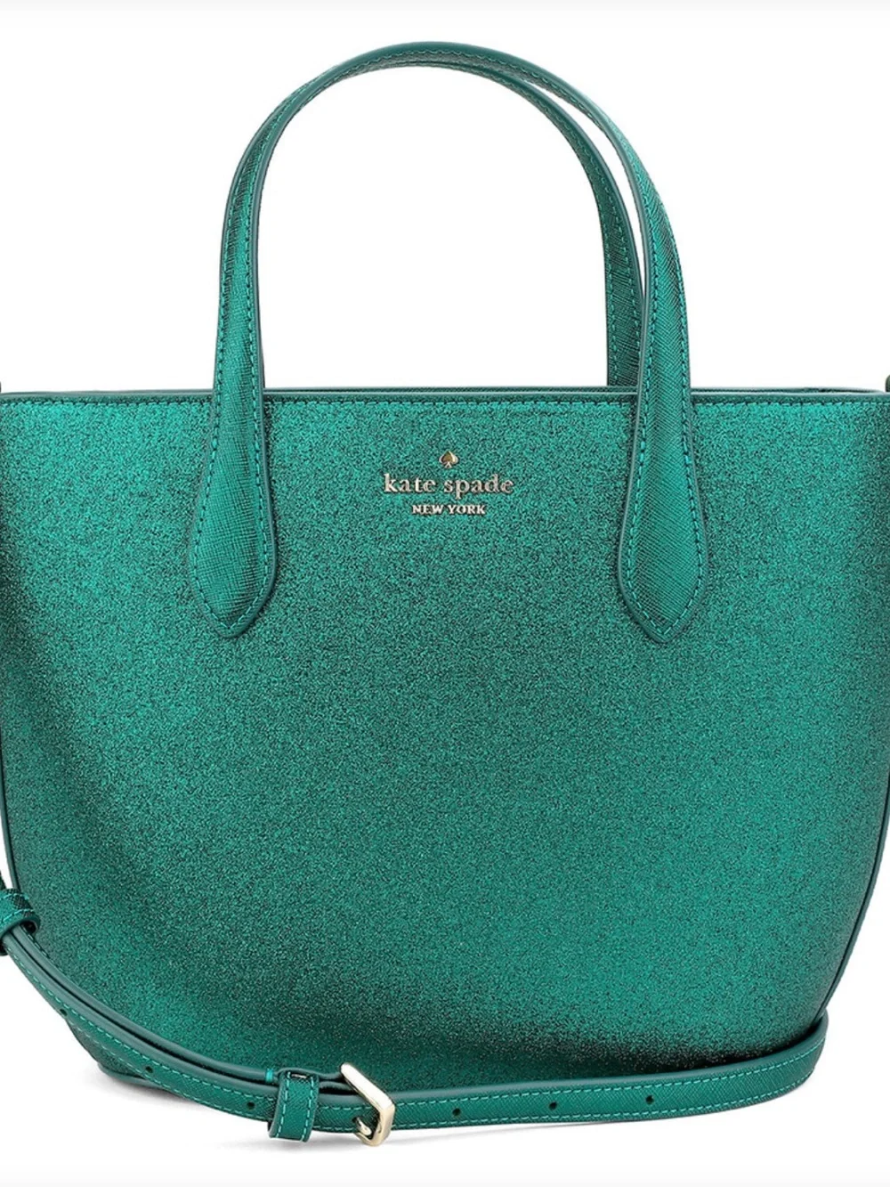 Kate Spade New York Women's Glitter Fabric Satchel Top Handle, Glimmer Green